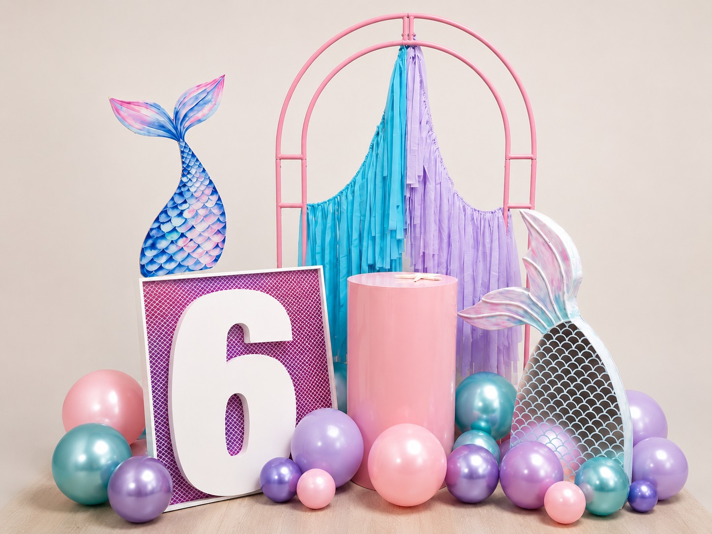 Mermaid kids party prop hire setting from Kidztown Seaford