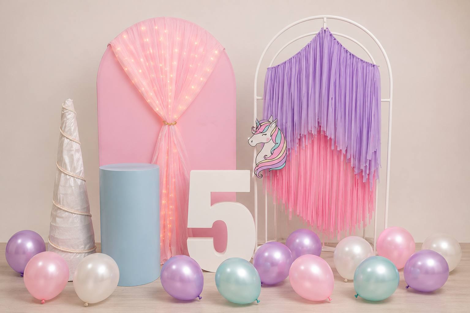 Unicorn kids party prop hire setting from Kidztown Seaford
